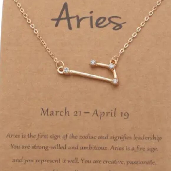 d'Vine Products Jewelry - Aries Zodiac Pendant Necklace Gold Plated Stainless Steel - Gold